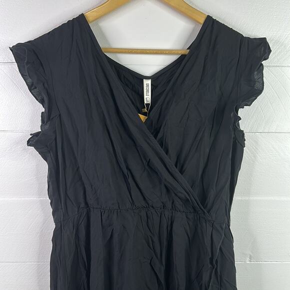 GRECERELLE Black Fluffy Sleeve Cross V Neck Flowy Maxi Dress Light Size‎ Large - Picture 6 of 16